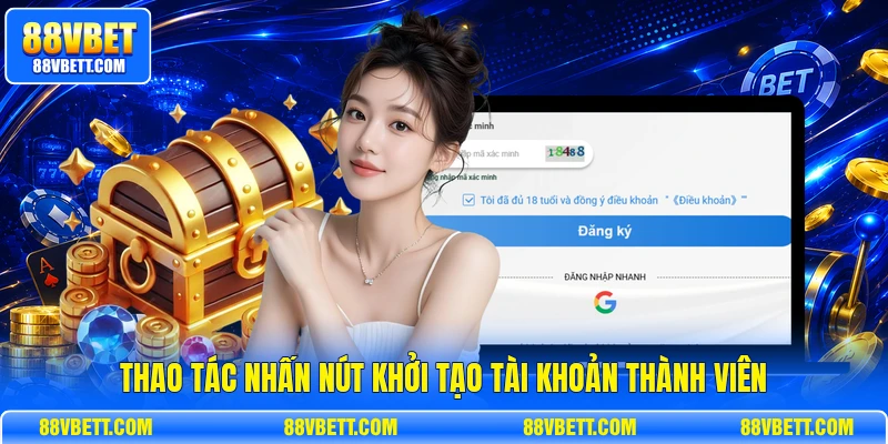 Thao tác nhấn nút khởi tạo tài khoản thành viên
